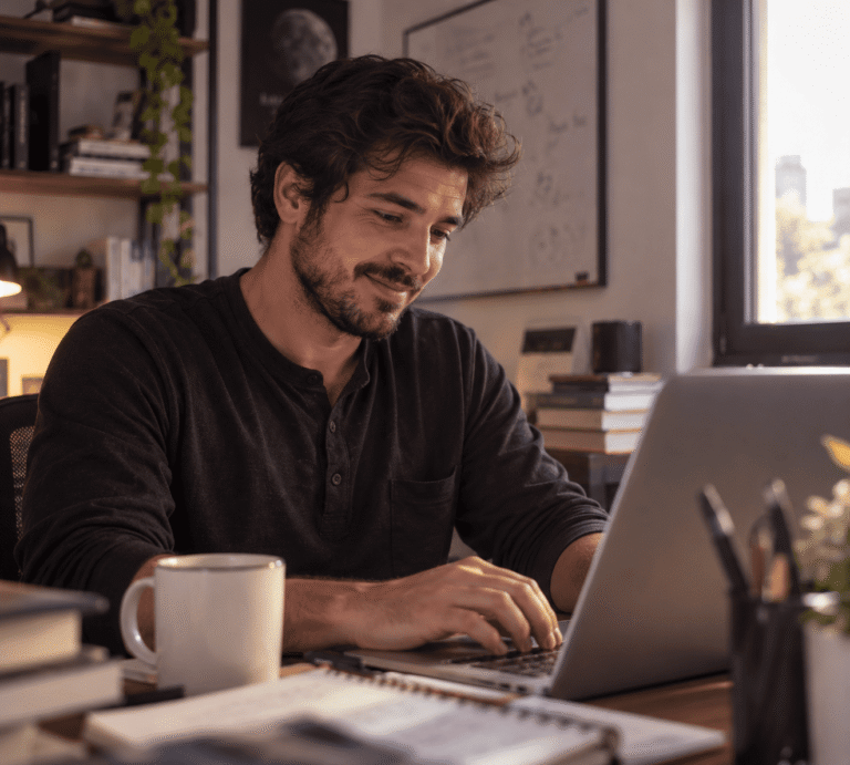Professor ou aluno satisfeito usando a plataforma