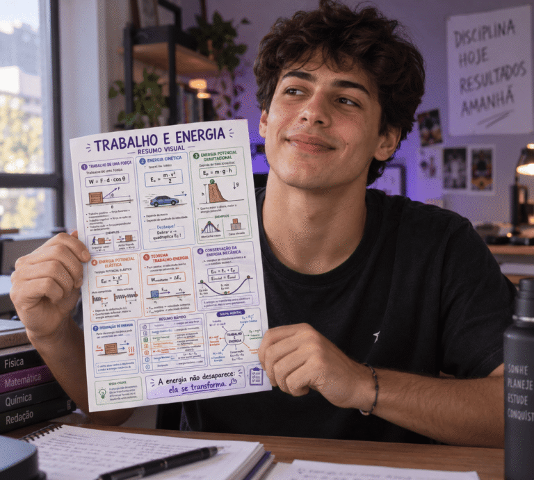Estudante satisfeito revisando